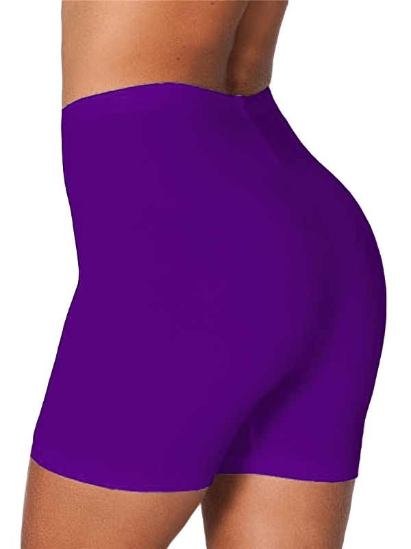 Slim Elastic Women's High Waist Fitness Shorts in vibrant purple, crafted from flexible polyester for ultimate comfort and style. SF0191